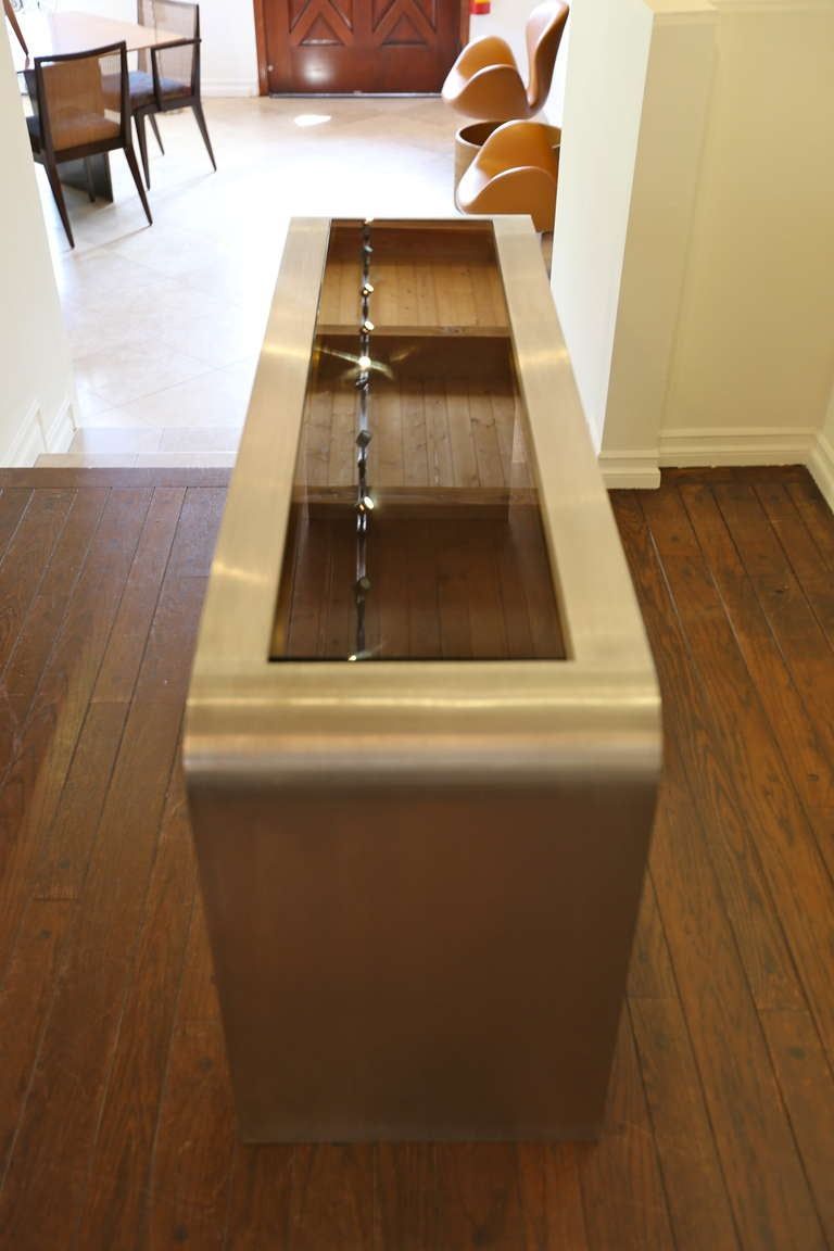 Brushed Stainless Steel Console Tableleon Rosen At 1stdibs With Silver And Acrylic Console Tables (View 12 of 20)