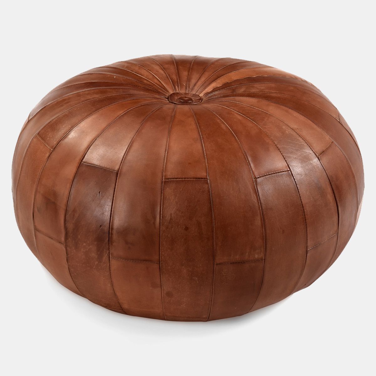 Buffalo Leather Ottoman | The Vintage Rug Shop For Weathered Gold Leather Hide Pouf Ottomans (View 9 of 20)