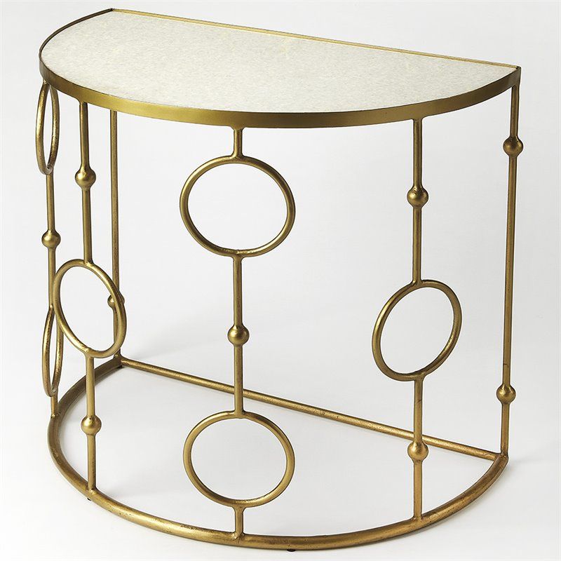 Butler Specialty Marble Top Accent Console Table In White And Gold For Gold Console Tables (View 18 of 20)
