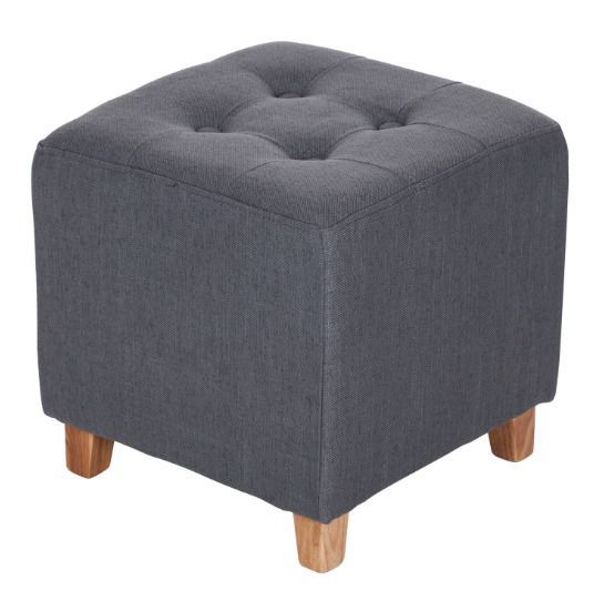 Button Footstool Pouffe Light Dark Grey Vintage Cube Ottomans Cotton Intended For Light Blue And Gray Solid Cube Pouf Ottomans (View 1 of 20)