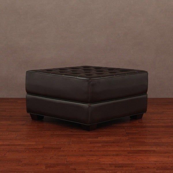 Button Tufted Dark Brown Leather Ottoman – Free Shipping Today Intended For Brown And Gray Button Tufted Ottomans (View 14 of 20)