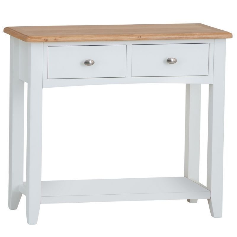 Buy Ava Oak 2 Drawer Console Table White – Online At Cherry Lane With White Triangular Console Tables (View 12 of 20)
