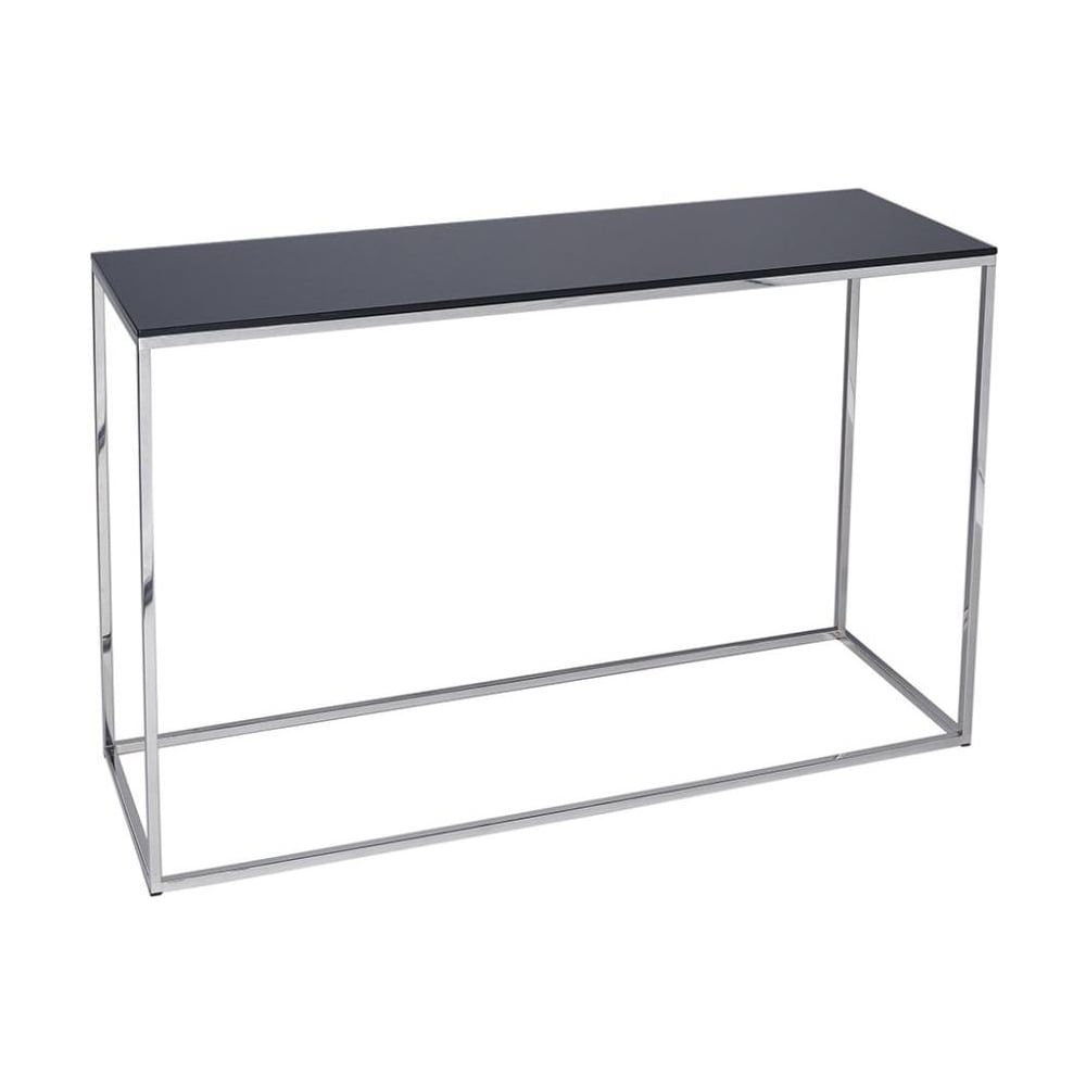 Buy Black Glass And Silver Metal Console Table From Fusion Living Throughout Black Metal Console Tables (View 20 of 20)