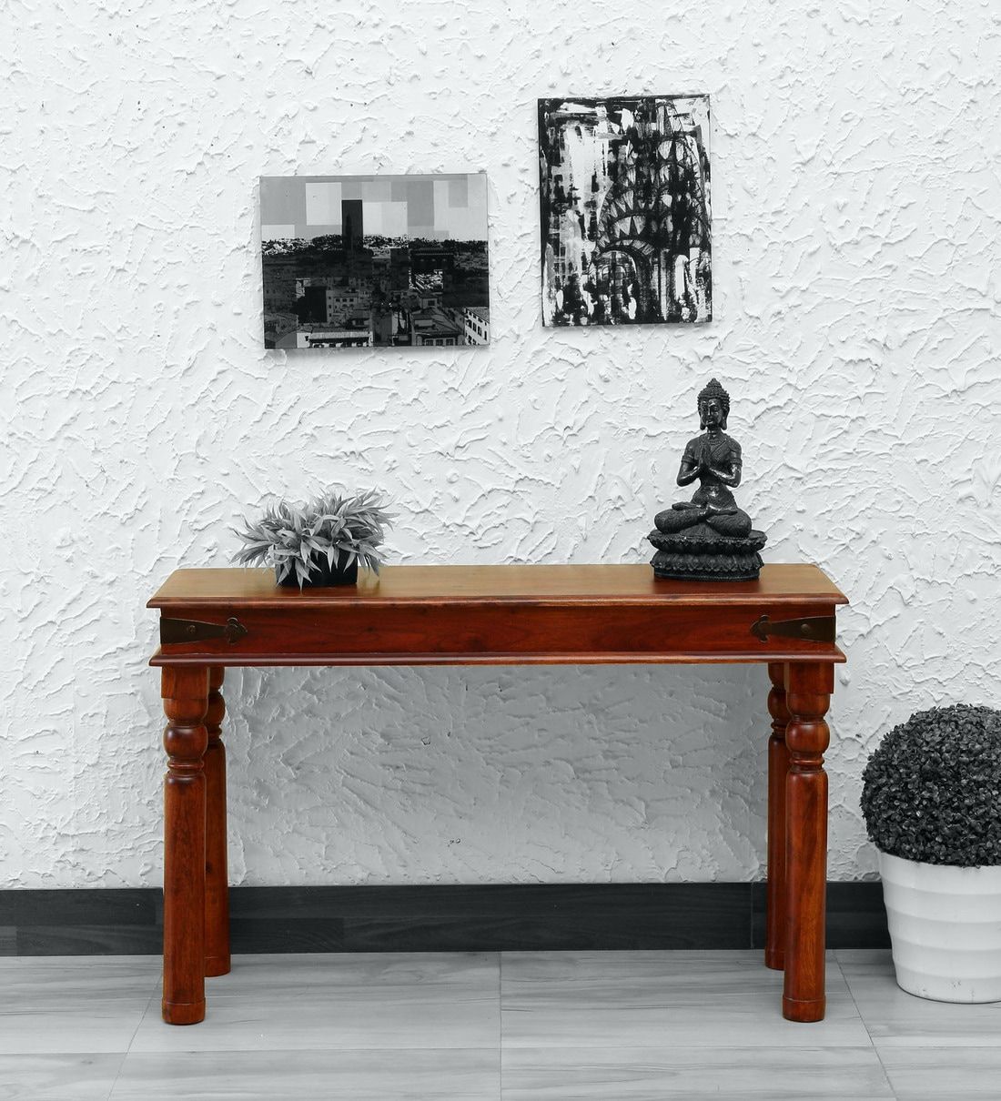 Buy Brunil Solid Wood Console Table In Honey Oak Finish – Amberville Intended For Honey Oak And Marble Console Tables (View 1 of 20)