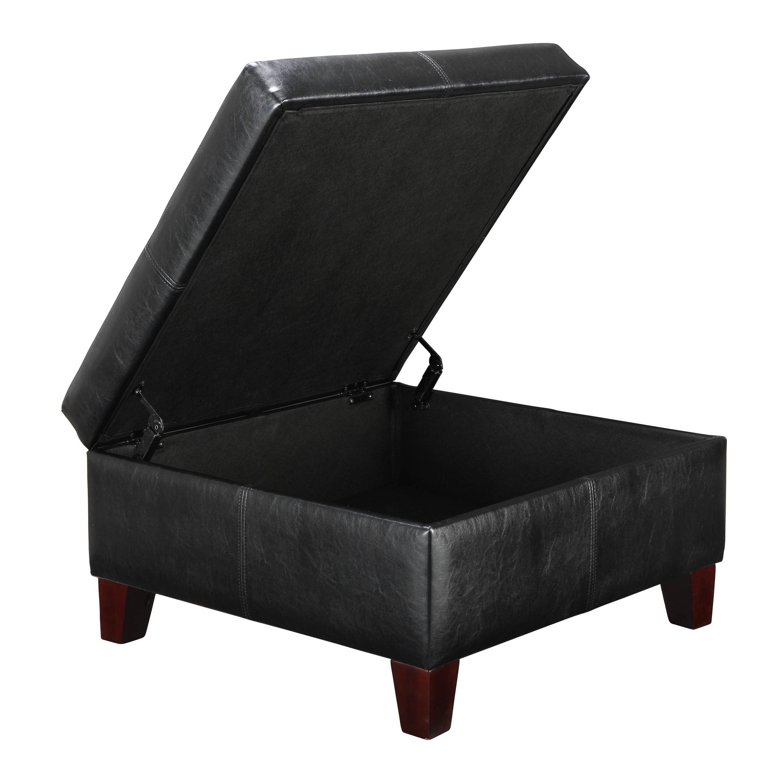 Buy Dorel Living Faux Leather Square Storage Ottoman, Black In Cheap Regarding Black Faux Leather Storage Ottomans (View 9 of 20)