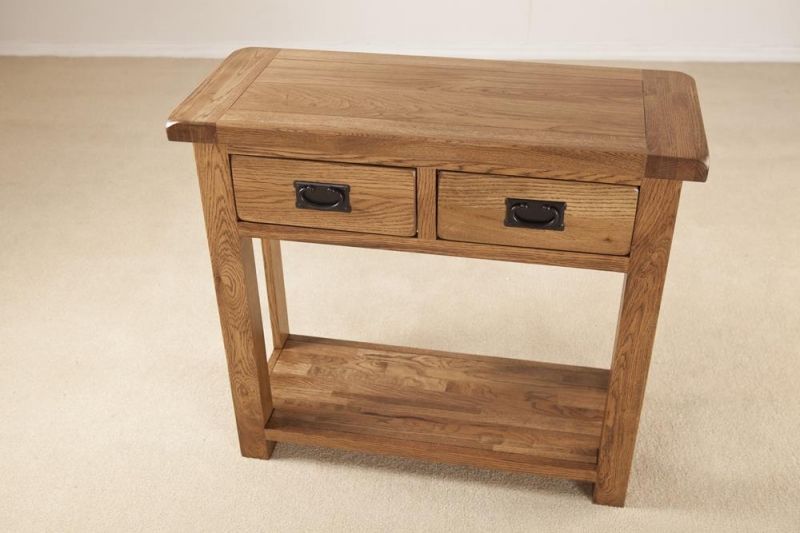 Buy Rustic Solid Oak 2 Drawer Console Table Online – Cfs Uk For Rustic Oak And Black Console Tables (View 10 of 20)