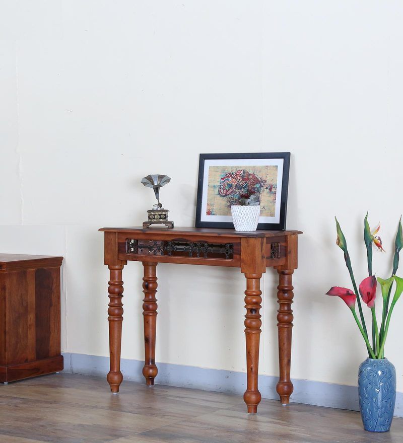 Buy Stafford Solid Wood Console Table In Honey Oak Finishamberville With Honey Oak And Marble Console Tables (View 11 of 20)