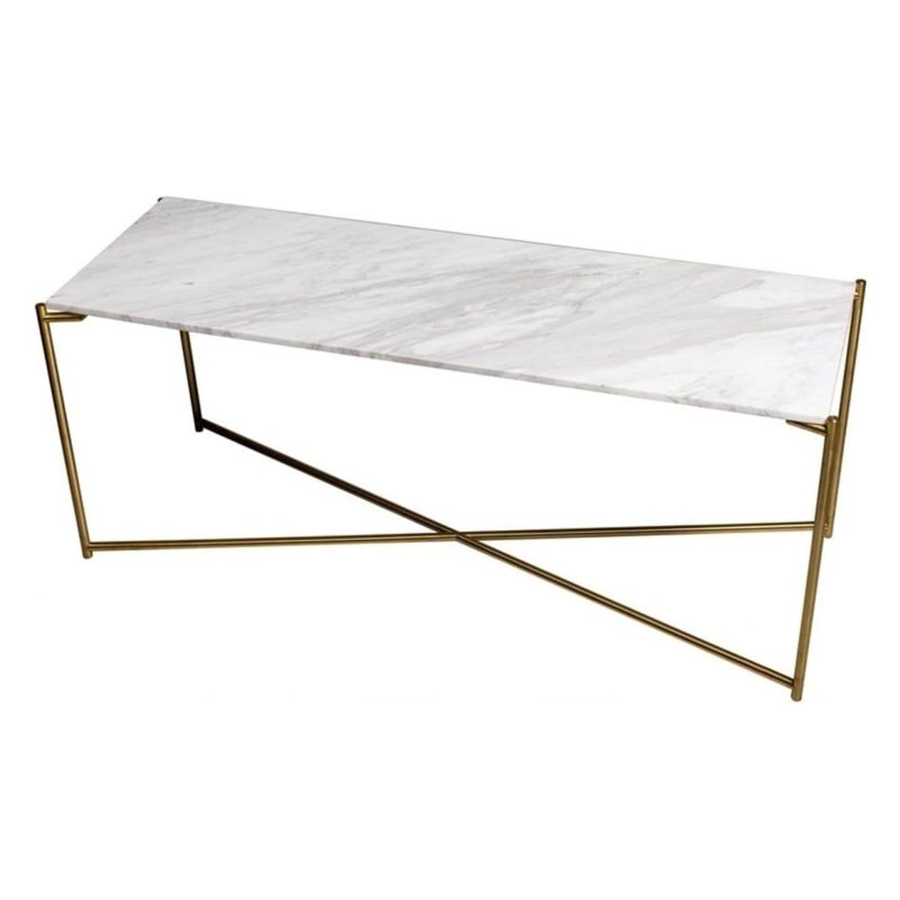 Buy White Marble Low Console Media Table & Brass Base At Fusion Living For White Marble Console Tables (View 2 of 20)