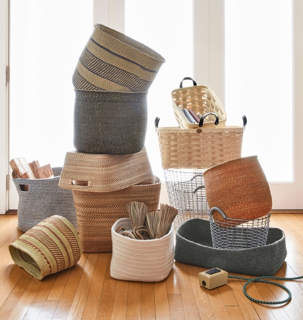 Cablelock Wool Basket Rejuvenation | Living Room Baskets, Basket In Scandinavia Wrapped Wool Cylinder Pouf Ottomans (View 19 of 20)