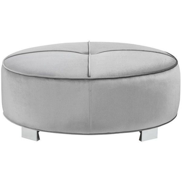 Caldwell Collection Silver Faux Velvet Fabric Upholstered Round ($20 Throughout Silver Chevron Velvet Fabric Ottomans (View 12 of 20)