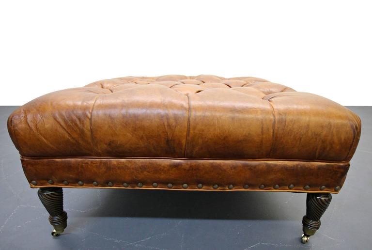 Camel Colored Leather Ottoman – Rona Mantar For Camber Caramel Leather Ottomans (View 2 of 17)