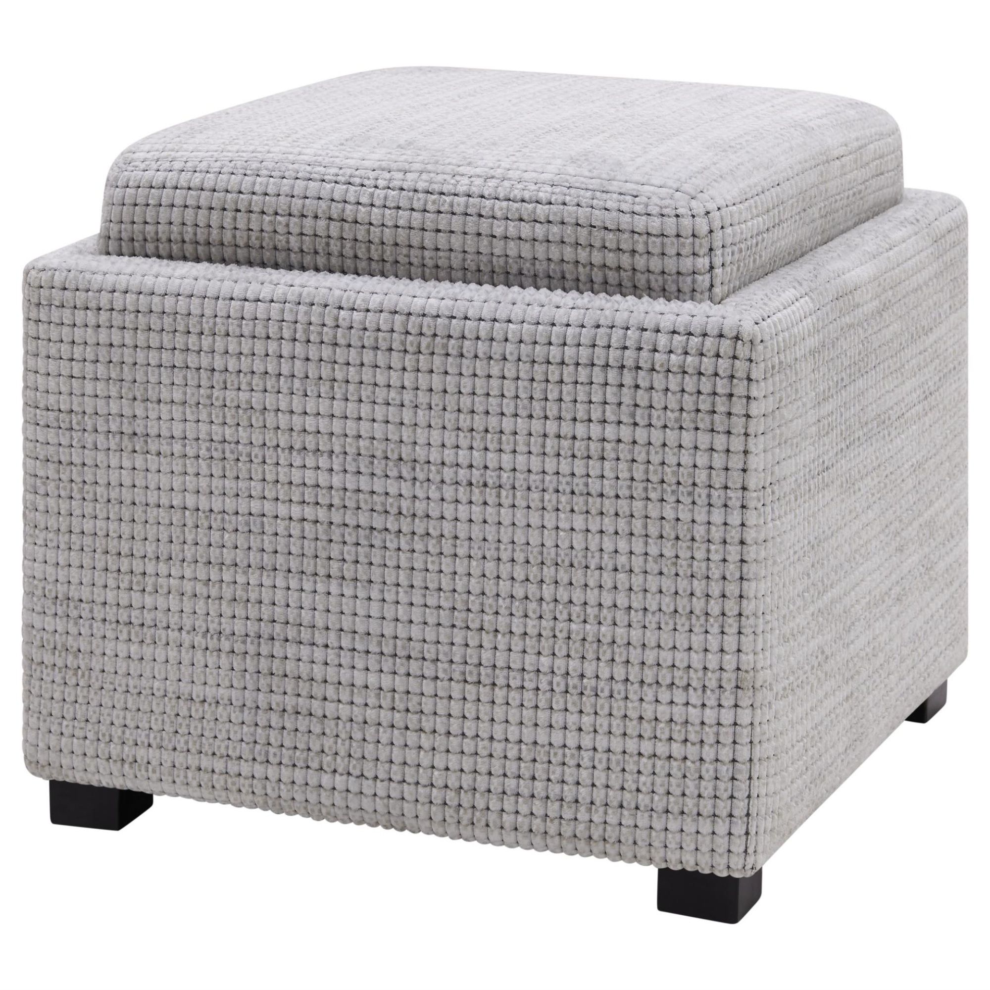 Cameron Square Fabric Storage Ottoman With Tray – Squarespace Gray With Gray Fabric Oval Ottomans (View 18 of 20)