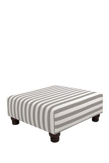 Canopy Stripe Cocktail Ottoman – Storm | Furniture, Ottoman, Furniture Regarding Gray And Brown Stripes Cylinder Pouf Ottomans (View 6 of 20)