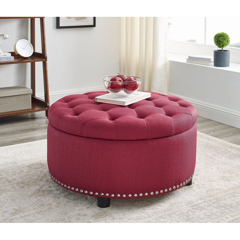 Canora Grey Champlain 30" Tufted Round Storage Ottoman & Reviews Inside Light Gray Tufted Round Wood Ottomans With Storage (View 2 of 20)