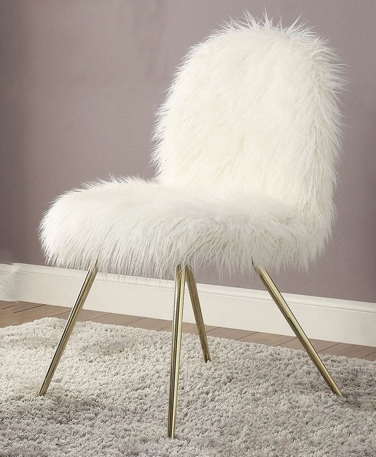 Caoimhe White Fur Like Accent Chairfurniture Of America | White In Lack Faux Fur Round Accent Stools With Storage (View 10 of 20)