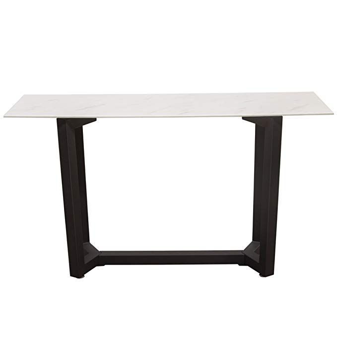 Caplan Rectangular Console Table With Ceramic Marble Glass Top And Within Rectangular Glass Top Console Tables (View 8 of 20)