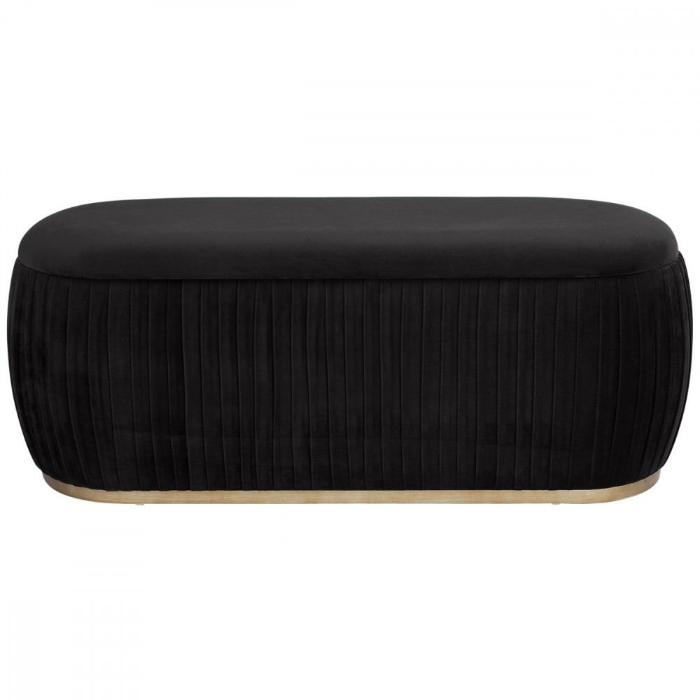 Capsule Velvet Fabric Storage Ottoman, Black Pertaining To Dark Blue Fabric Banded Ottomans (View 19 of 20)