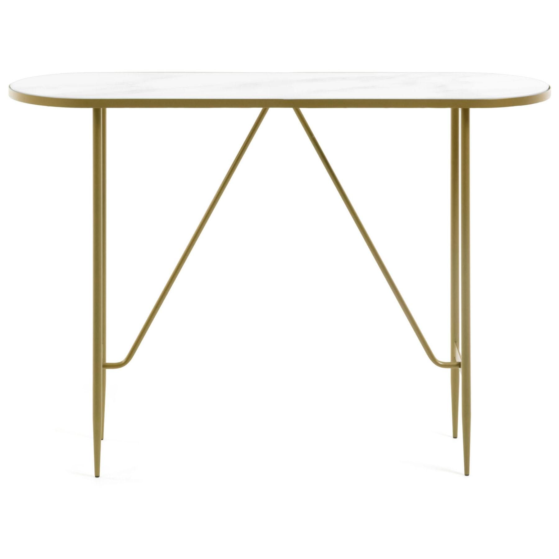 Cara Glass Top Metal Oval Console Table, 110cm With Regard To Glass And Gold Oval Console Tables (Gallery 19 of 20)