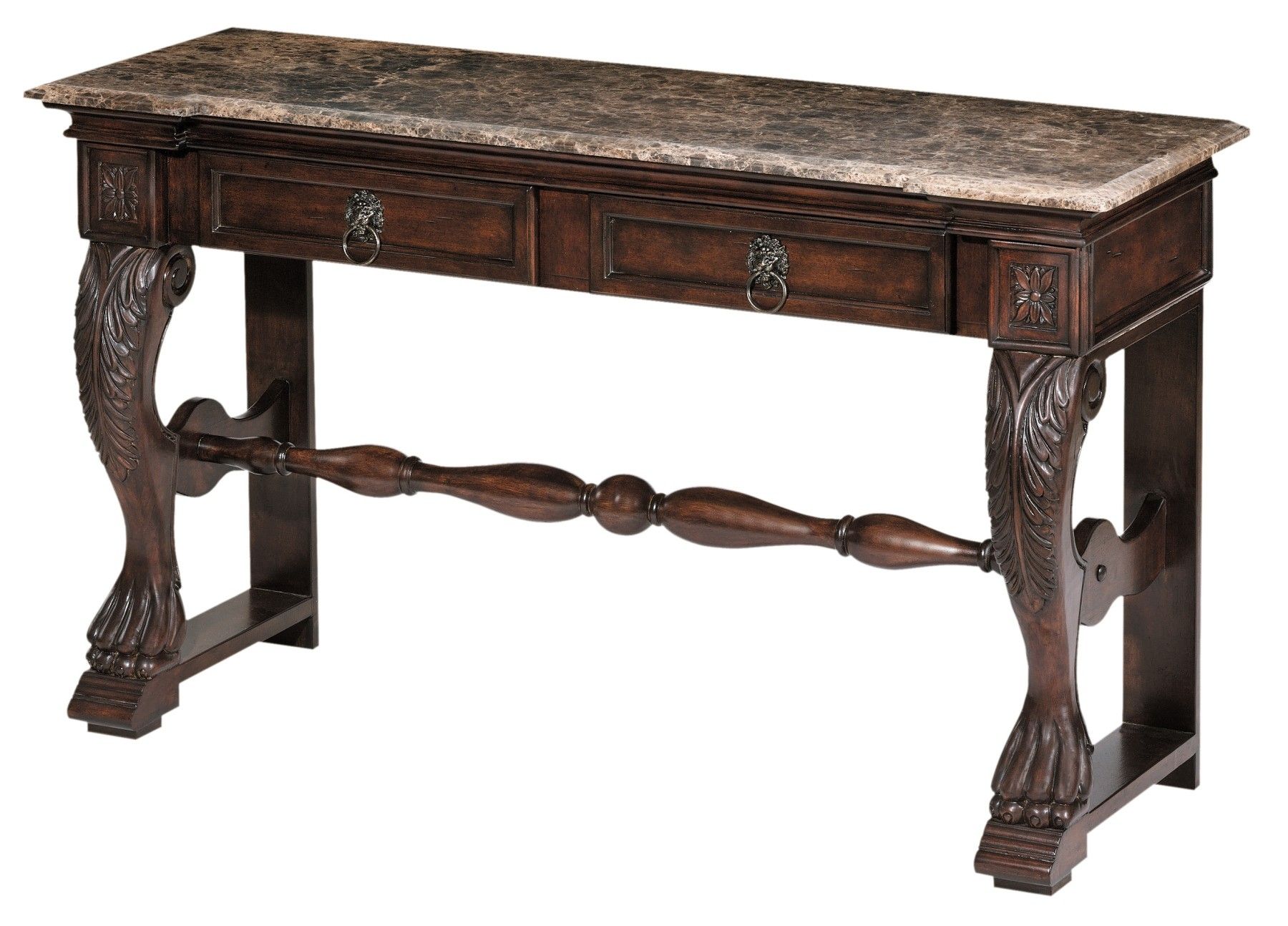 Carved Console Table With Marble Top From Steinworld (22240) | Coleman Inside Marble And White Console Tables (Gallery 19 of 20)