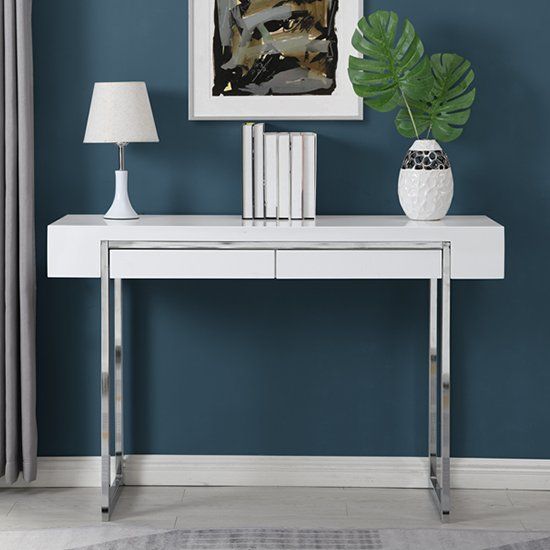 Casa High Gloss 2 Drawers Console Table In White | Sale Regarding Gloss White Steel Console Tables (View 6 of 20)