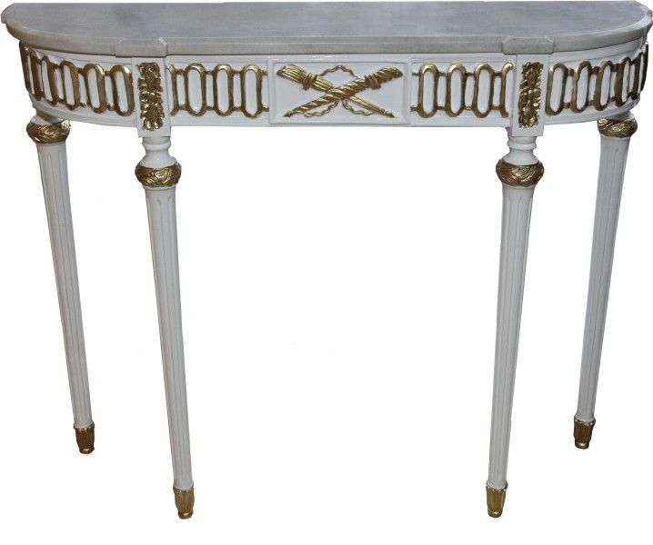 Casa Padrino Baroque Console Table With A Marble Top, White / Gold 112 Inside White Marble And Gold Console Tables (View 17 of 20)