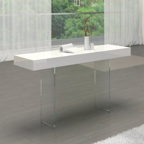 Casabianca Home Il Vetro Collection High Gloss White Lacquer Console Intended For Gloss White Steel Console Tables (View 13 of 20)