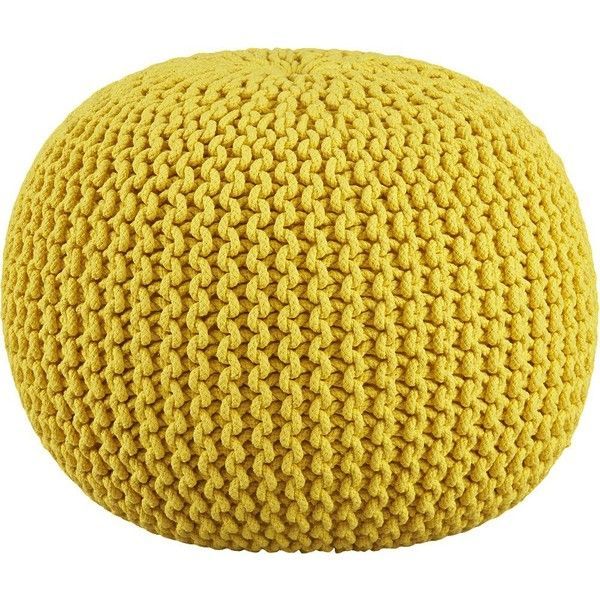 Cb2 Knitted Yellow Pouf ($70) Liked On Polyvore Featuring Home With Textured Yellow Round Pouf Ottomans (View 7 of 20)