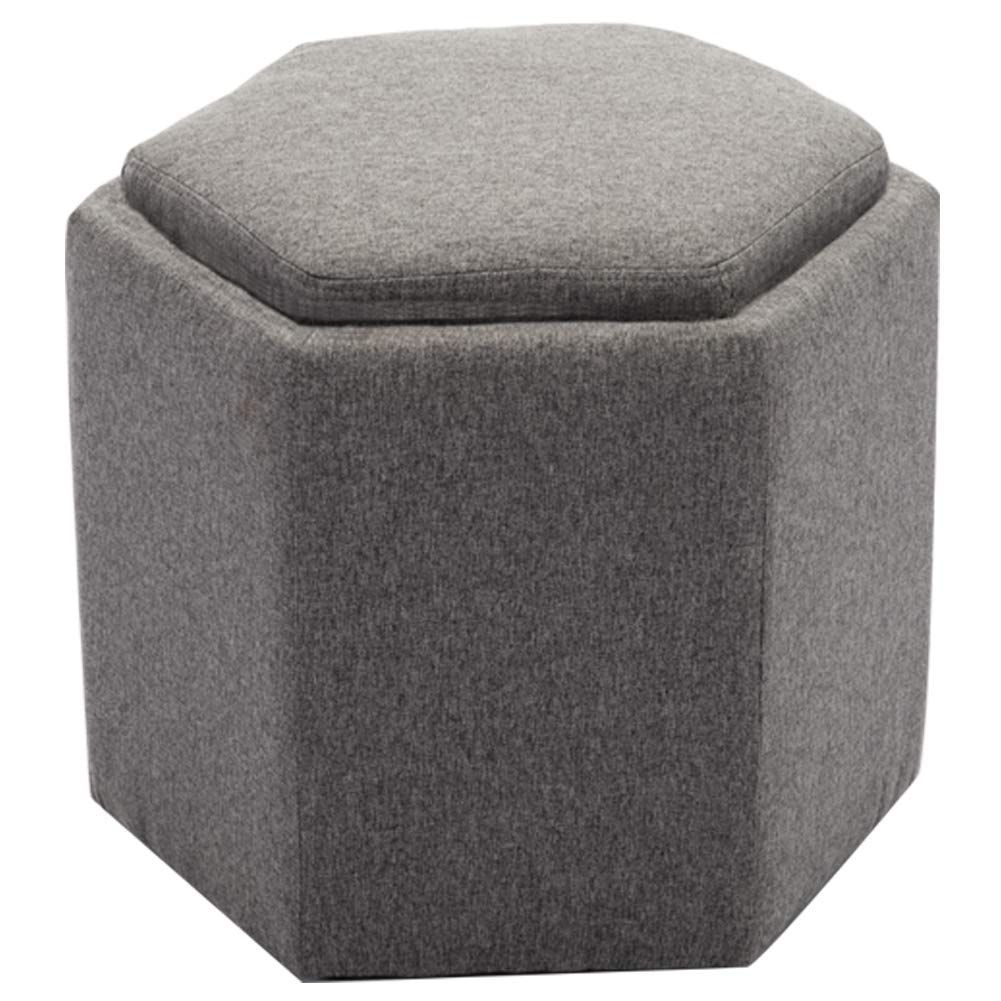 Chairus Fabric Hexagon Storage Tufted Ottoman With Tray, Gray | Tufted In Gray Fabric Tufted Oval Ottomans (View 20 of 20)
