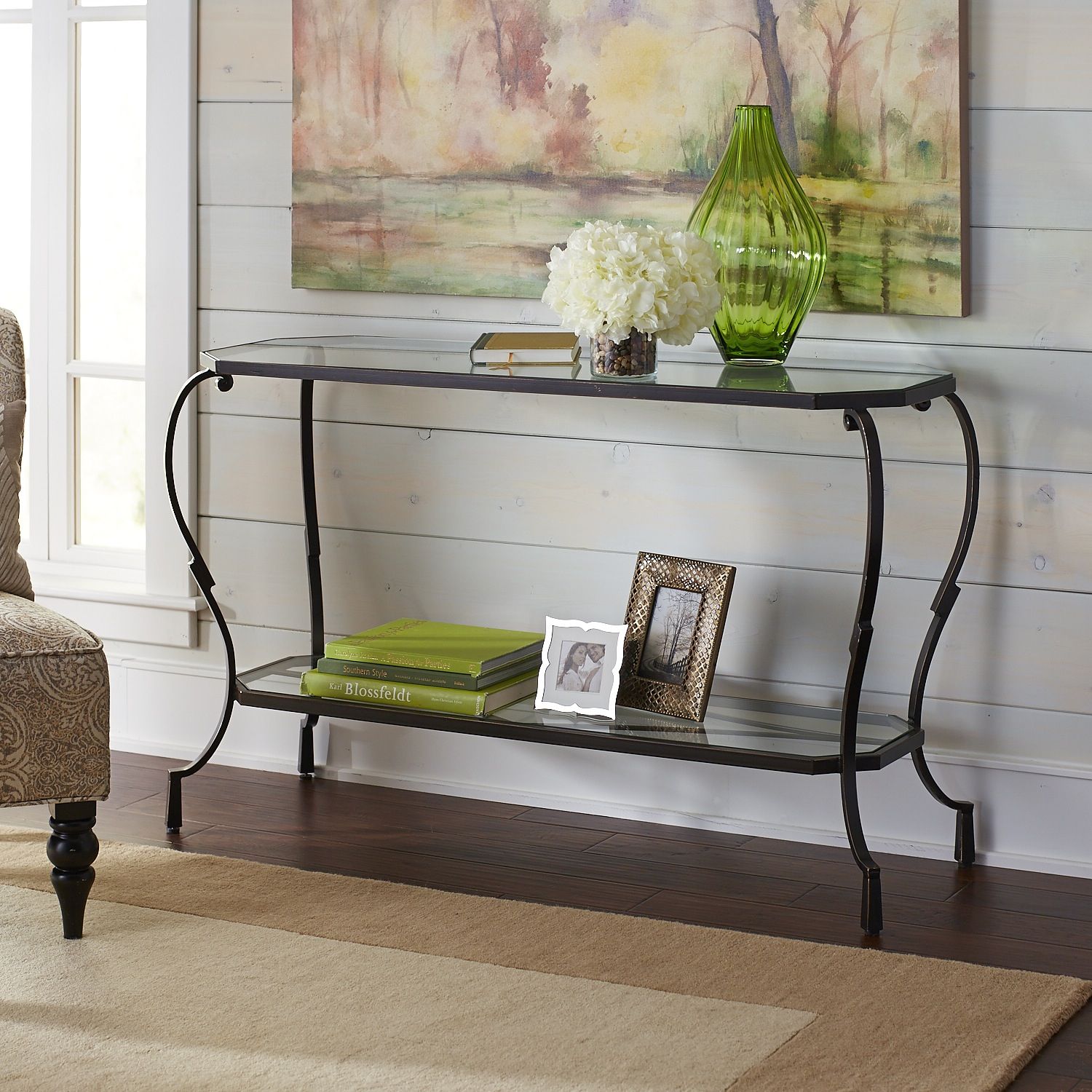 Chasca Glass Top Brown Console Table – Pier1 Inside Glass And Pewter Console Tables (View 4 of 20)