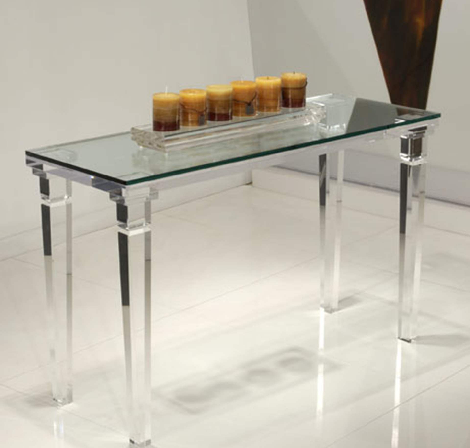 Chateau Sofa Table, Acrylic Bar Stools, Acrylic Furniture With Gold And Clear Acrylic Console Tables (View 9 of 20)