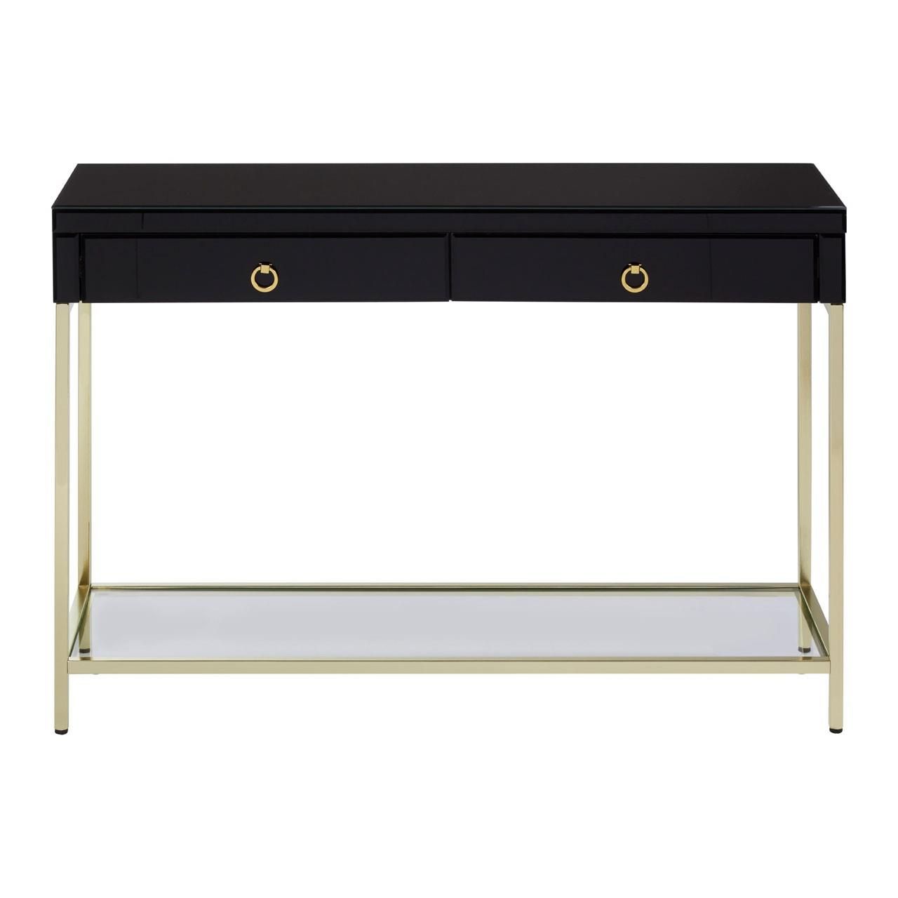 Chelsea Gold Finish Console Table – 2 Drawers – [prmh Bu X5502x178] Within Square Black And Brushed Gold Console Tables (View 18 of 20)