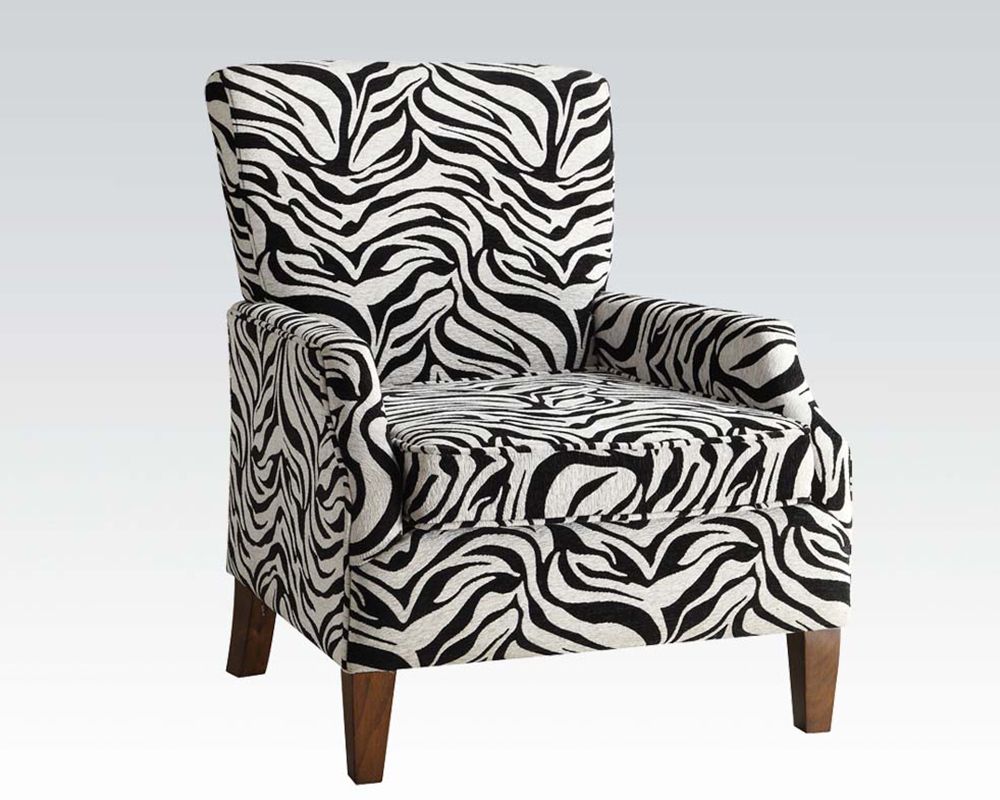 Chenille Zebra Fabric Accent Chairacme Furniture Ac59187 Within Gray Chenille Fabric Accent Stools (View 10 of 20)