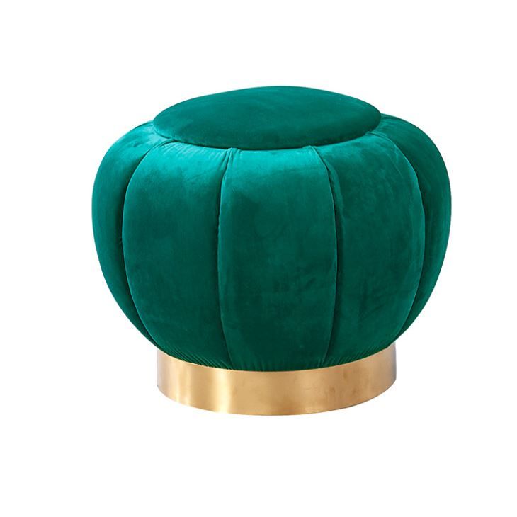 China Customized Gold Base Round Velvet Ottoman Manufacturers Intended For Honeycomb Cream Velvet Fabric And Gold Metal Ottomans (View 5 of 20)