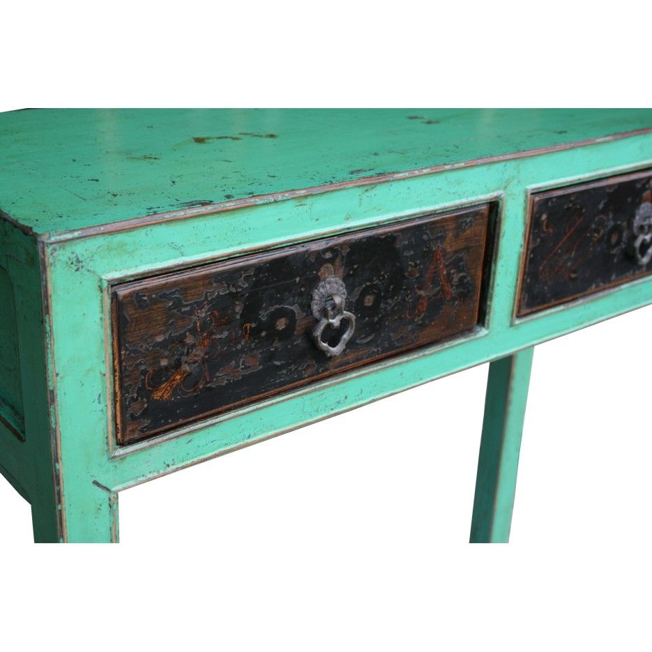 Chinese Green Console Table With Black Drawers Within Yellow And Black Console Tables (View 14 of 20)