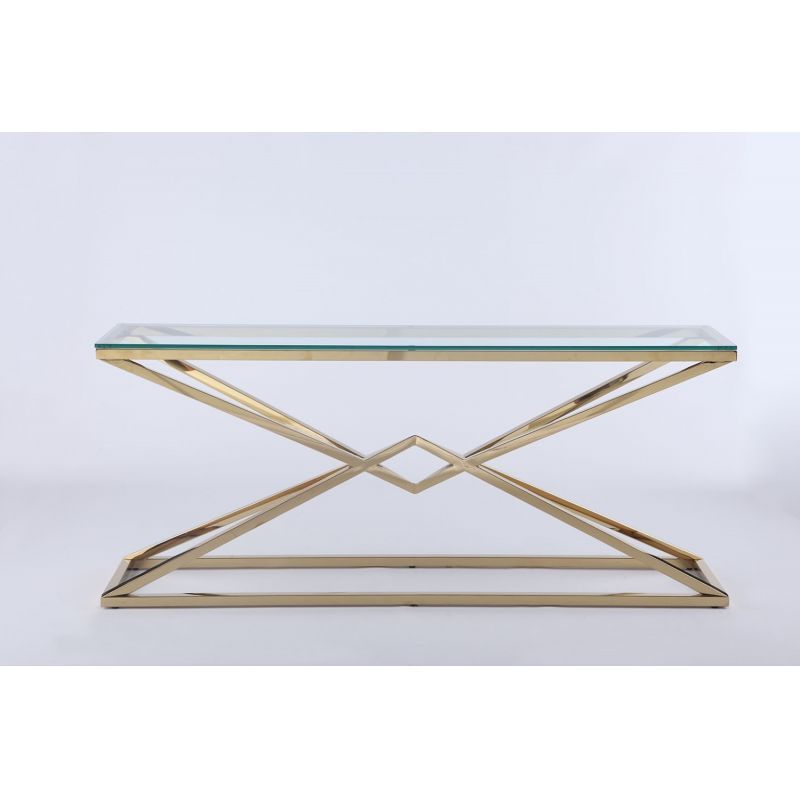 Chintaly – Rectangular Sofa Table With 12mm Glass Top – 7616 St In Rectangular Glass Top Console Tables (View 15 of 20)