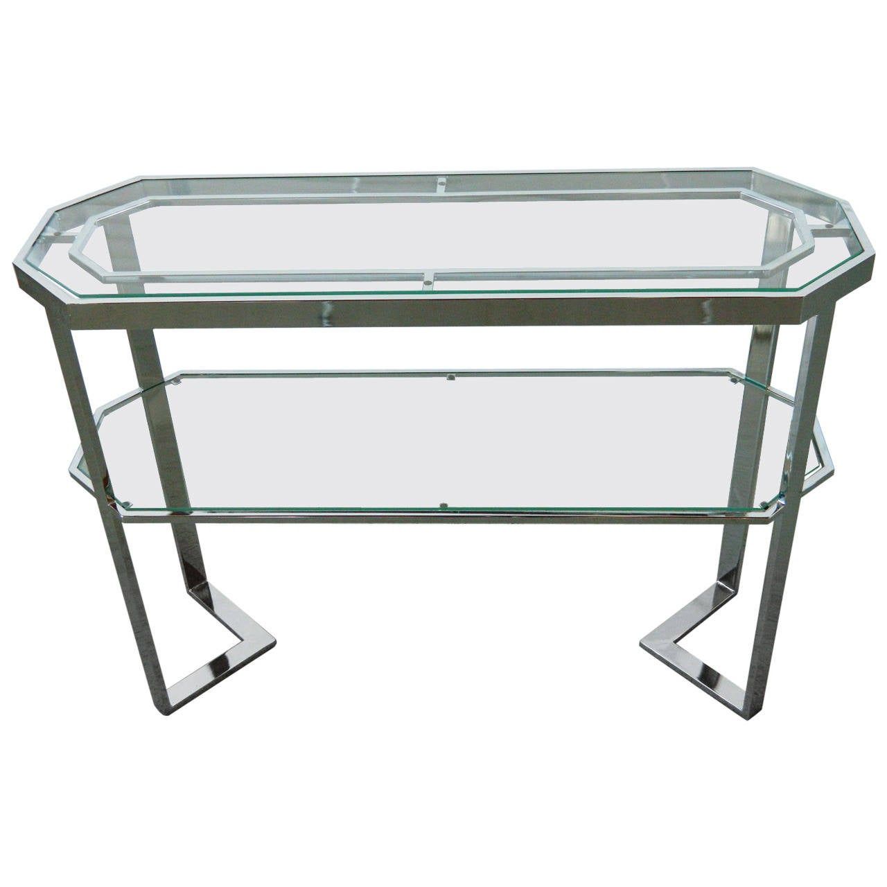 Chrome And Glass Console Table At 1stdibs Throughout Chrome And Glass Rectangular Console Tables (View 13 of 20)