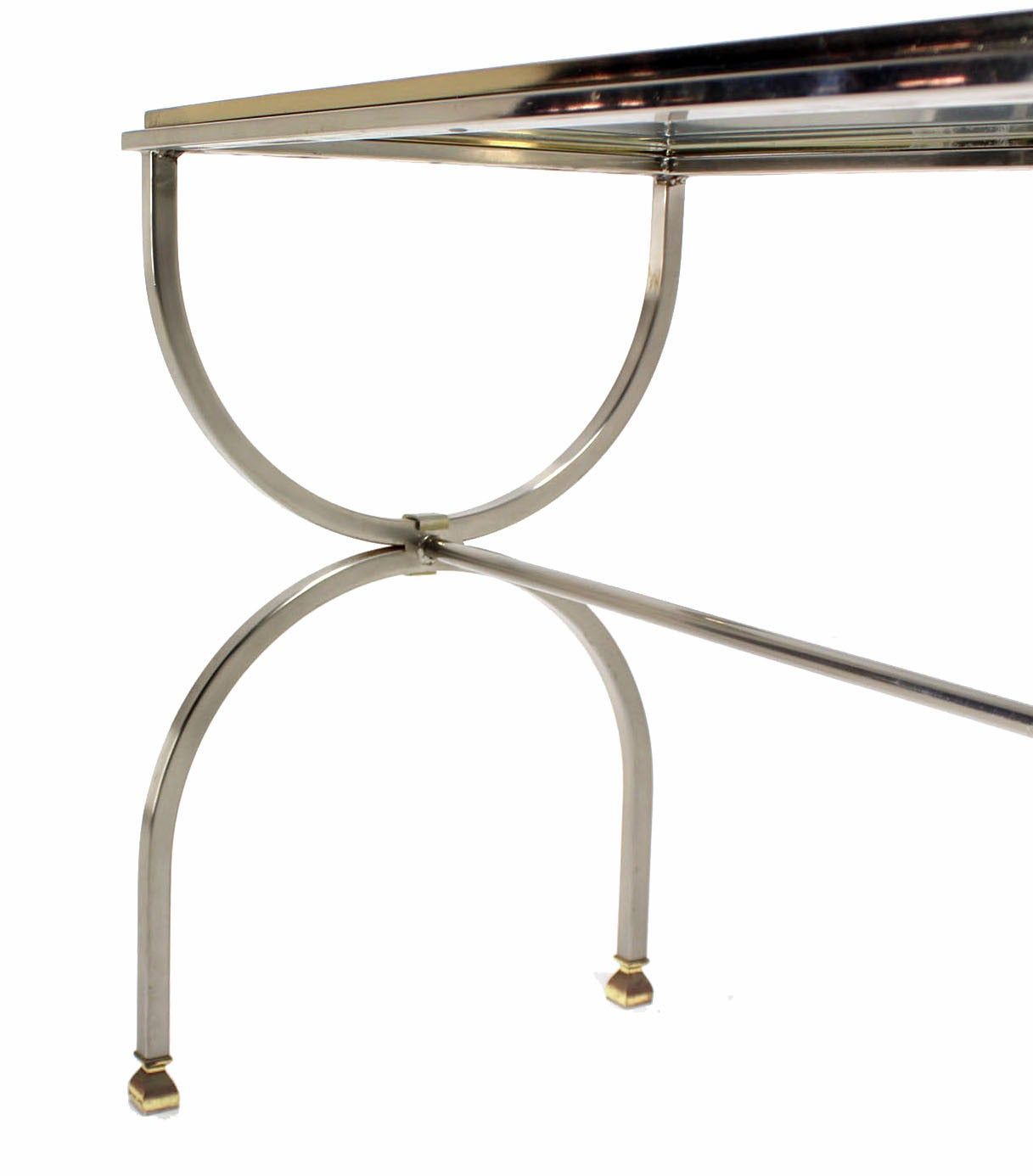 Chrome Brass And Glass Top Console Sofa Table For Sale At 1stdibs Throughout Chrome And Glass Modern Console Tables (View 7 of 20)