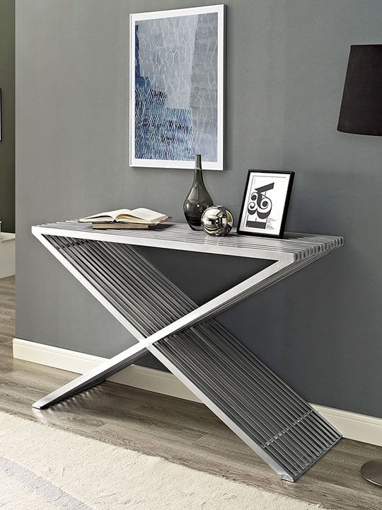 Chrome X Console Table | Modern Furniture • Brickell Collection Regarding Chrome Console Tables (View 10 of 20)