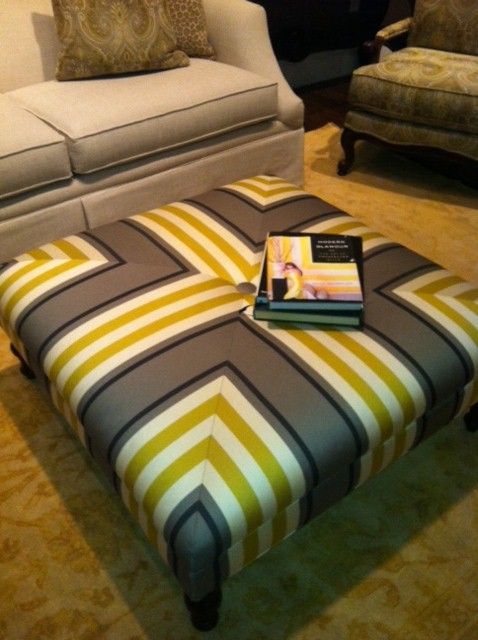 Citron And Grey Cool Striped Ottoman Pertaining To Gray Stripes Cylinder Pouf Ottomans (Gallery 19 of 20)