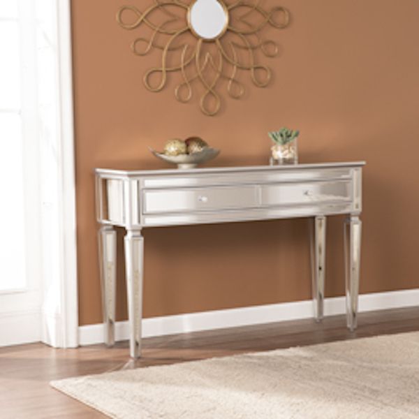 Ck8163 Rochelle Southern Enterprises Mirrored Console Table Glam For Mirrored Console Tables (Gallery 20 of 20)