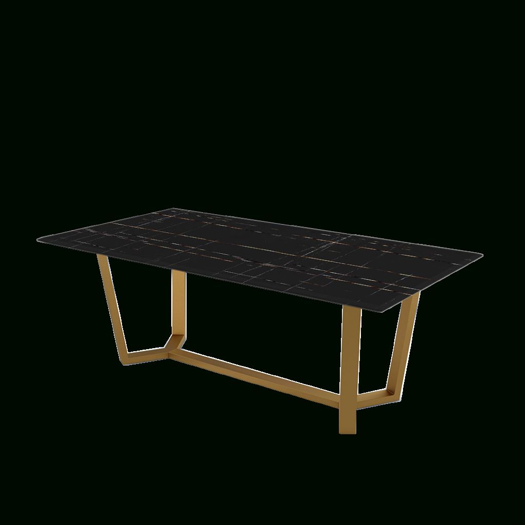 Classy Black Rectangular Marble Dining Table With Matt Gold Metal Base With Bronze Metal Rectangular Console Tables (View 14 of 20)