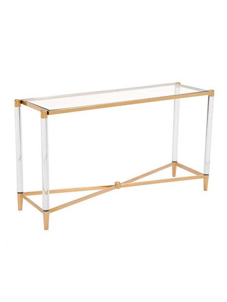 Clear Acrylic Gold Console Table | Modern Furniture • Brickell Collection Pertaining To Clear Acrylic Console Tables (View 14 of 20)