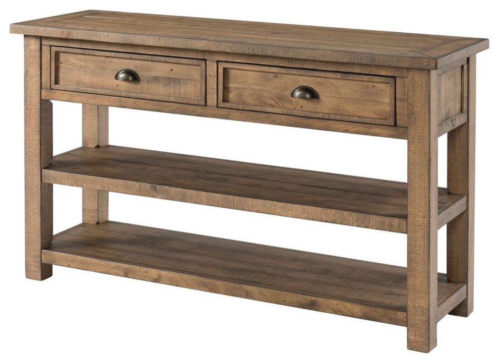 Coastal Style Rectangular Wooden Console Table With 2 Drawers, Brown With Regard To Wood Rectangular Console Tables (View 13 of 20)