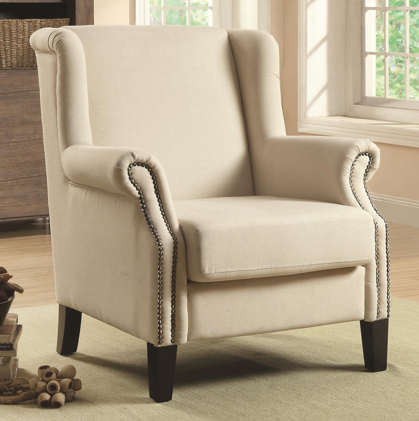 Coaster 902229 Beige Fabric Accent Chair – Steal A Sofa Furniture In Light Beige Round Accent Stools (View 2 of 20)