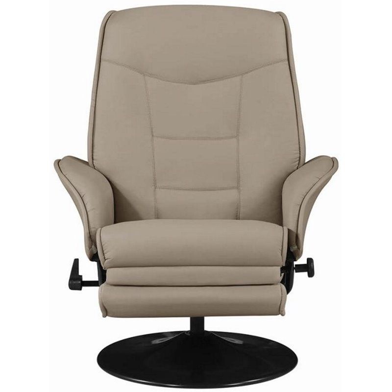 Coaster Berri Faux Leather Swivel Recliner In Beige And Black – 7502 For Black Faux Leather Swivel Recliners (View 8 of 20)