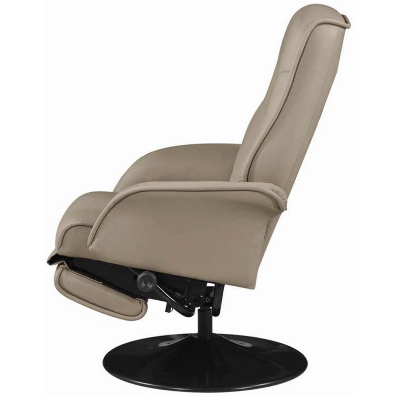 Coaster Berri Faux Leather Swivel Recliner In Beige And Black – 7502 Inside Black Faux Leather Swivel Recliners (View 13 of 20)