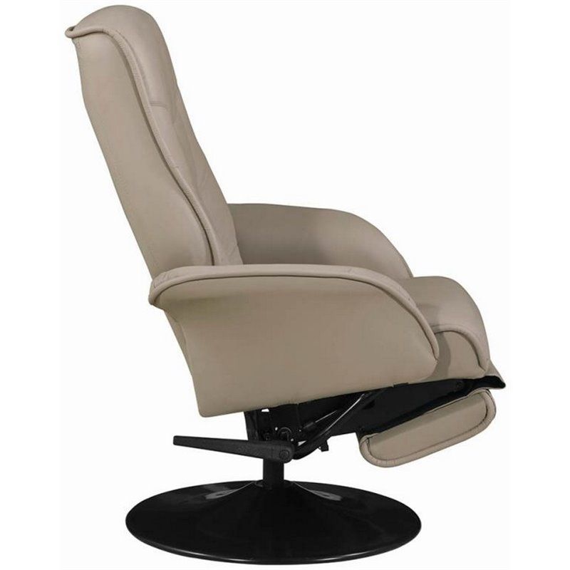 Coaster Berri Faux Leather Swivel Recliner In Beige And Black – 7502 With Regard To Black Faux Leather Swivel Recliners (View 17 of 20)