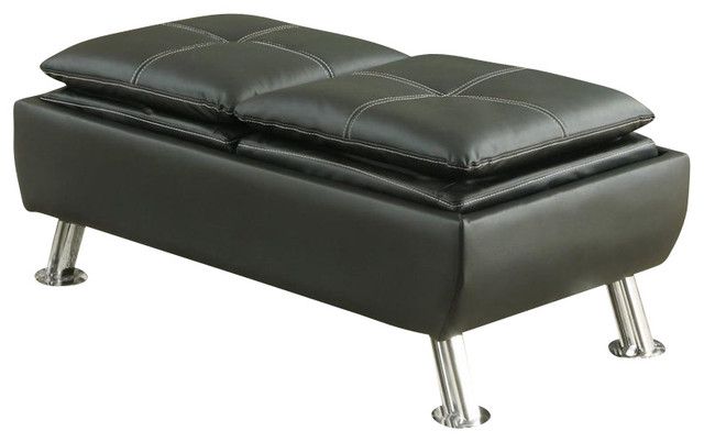 Coaster Faux Leather Storage Ottoman In Black – Modern – Footstools And Intended For Black Faux Leather Storage Ottomans (View 16 of 20)