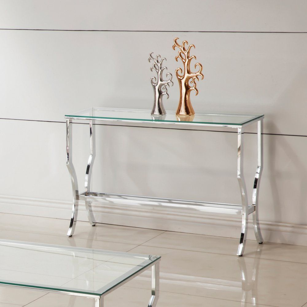 Coaster Furniture Contemporary Glass Top Sofa Table | Furniture Throughout Mirrored And Chrome Modern Console Tables (View 16 of 20)