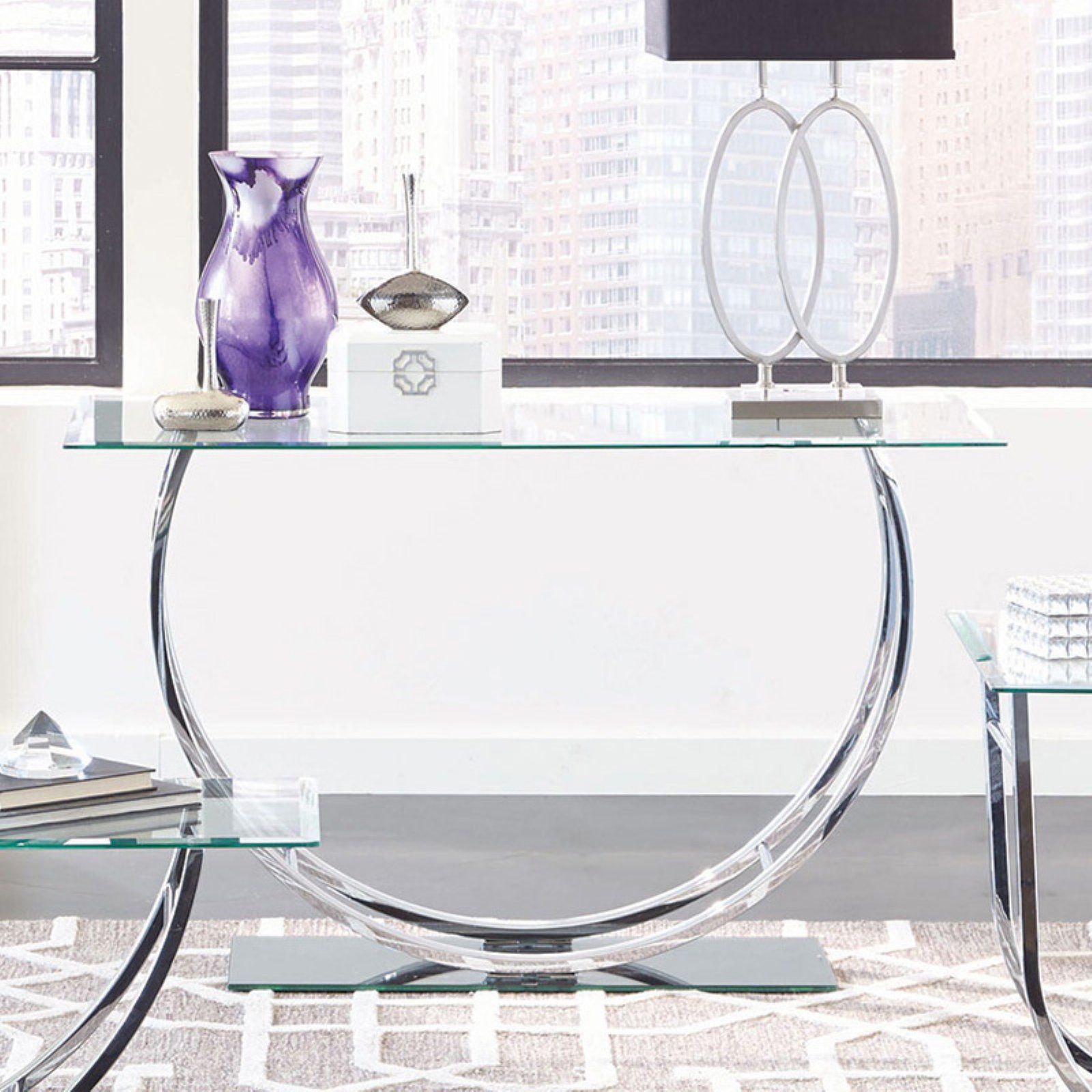 Coaster Glass Top Console Table In Chrome – Walmart Inside Glass And Chrome Console Tables (View 3 of 20)